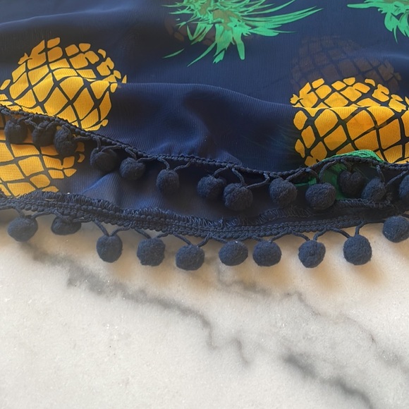 Ocean Drive Pineapple Sheer Pom Pom Trim Tank Top - Size Medium - Picture 6 of 7